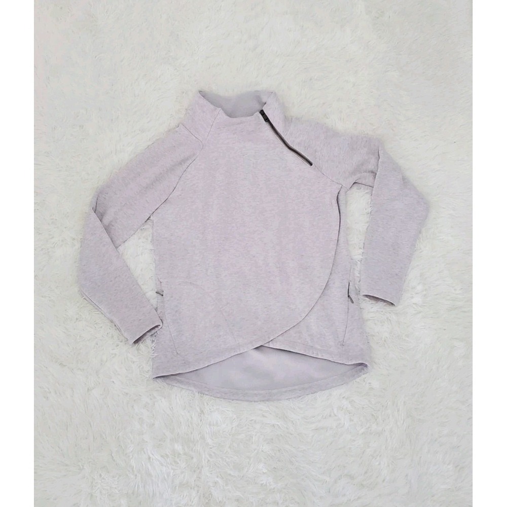 Athleta Sweatshirt Beige Sz M Cozy Karma Asym Pullover Activewear Athleisure